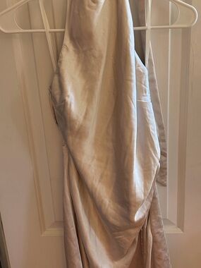Hello Molly Champagne Satin Halter Mini Dress Size M